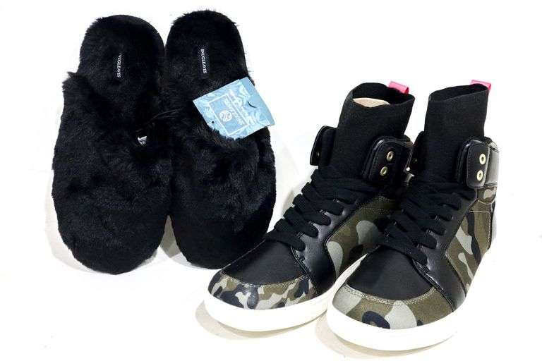 Fuzzy high top outlet sneakers